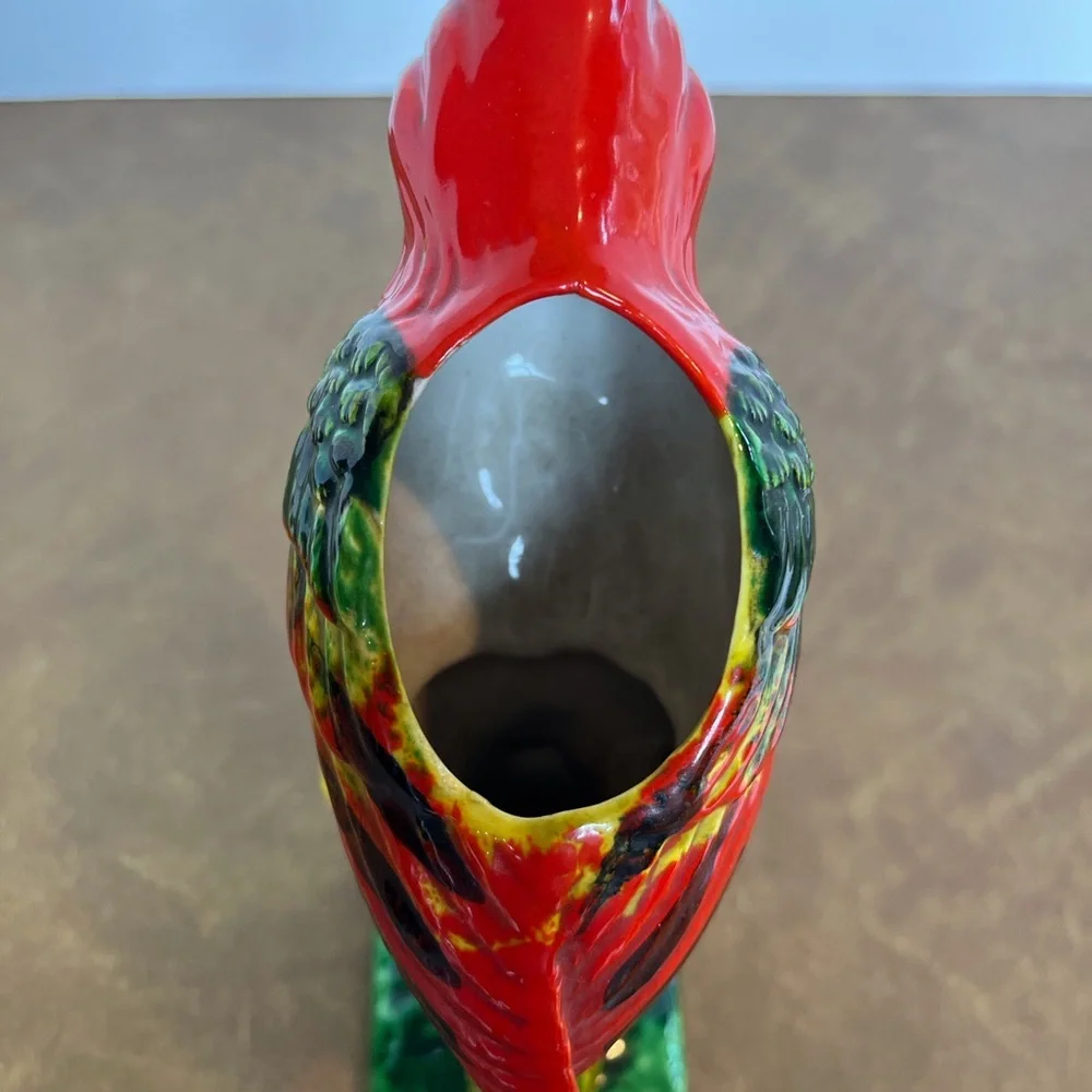 Vintage Retro Rainforest Ceramic Parrot Planter